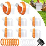 2024 New DIY Chicken Feeder No Waste 8 Ports Automatic Poultry Feeder with 8 Pcs Stopper & 1 Hole Saw, Weatherproof Reusable Chicken Feeder Kits for Buckets, Barrels, Bins, Troughs (8pcs)