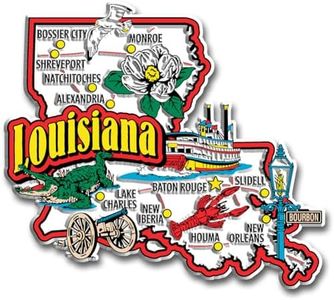 Louisiana Jumbo State Magnet by Classic Magnets, 3.8" x 3.4", Collectible Souvenirs Made in The USA