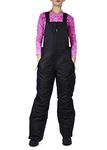 Arctic Quest Womens Insulated Water Resistant Ski Snow Bib Pants, Black, 3X