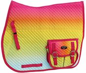 Challenger Horse English Quilted Fur Padded All-Purpose Saddle Pad Ombre w/Pockets 72163