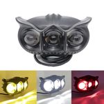 AUTOPOWERZ Led Owl Fog Light Yellow/White And Red Devil Eye Effect 3 Colour Mode With Flashing Pattern Universal For All Bikes (Dc9-80V & 30W, Pack Of 1)