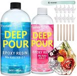 Teexpert Deep Pour Epoxy Resin, 51oz Crystal Clear Epoxy Resin Kit for 2-4" Pour Depths, High Gloss Bubble-Free Casting Resin for Flower Preservation River Tables and Mold Crafts - 2:1 Mix Ratio