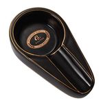 Galiner Cigar Ashtray, Travel Ashtray, Outdoor Ceramic Ash Tray (Black with Golden line)