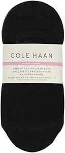 Cole Haan No Show Liner Socks with Heel Grip - 10 Pairs - Size 4 to 10 (Black)
