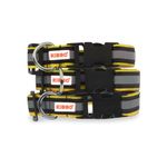 Kibbo Premium Reflective Dog Collar for Small, Medium (M), Large & Extra Large (XL) Pet Breeds | Adjustable Length, Super Lightweight | Heavy Duty Metal D-Ring and Buckle | Yellow | Pack of 3