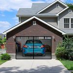 FBve Magnetic Garage Door Screen with 4 Strapping Tapes for 1 Car Garage 9x7ft, Reinforced Fiberglass Mesh Door Screen with Closure Weighted Bottom, Durable Magnetic Screen Door Curtain Cover Kit