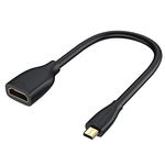 CableCreation Micro HDMI to HDMI Cable Male to Female with Ethernet Support 4K 60Hz 3D Compatible with Raspberry Pi 4, GoPro Hero, and Other Action Camera/Cam