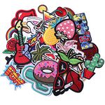 GYGYL 32pcs Assorted Size Embroidered Iron on Patches, DIY Sew Applique Repair Patch, Sew On/Iron On Patch for Jackets, Jeans, Pants, Backpacks, Clothes