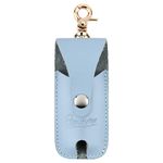 Beautyflier Clip-on Chapstick Sleeves, Soft Leather Keychain Lipstick Holder Chapstick Pouch Lip Balm Holder Travel Accessories (Flip Blue)