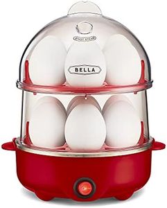 BELLA Rapid Electric Egg Cooker and Omelet Maker with Auto Shut Off, for Easy to Peel, Poached Eggs, Scrambled Eggs, Soft, Medium and Hard-Boiled Eggs, 14 Egg Capacity Tray, Double Tier, Red