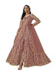 RUDRAPRAYAG Net And Santoon Embroidered Semi Stitched Anarkali Gown With DupattaFor Women