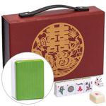 Yellow Mountain Imports Bamboo Oasis Chinese Mahjong Set with 146 Small Tiles and Red Vinyl Case — for Chinese Style Gameplay Only [「竹林綠洲」中國麻將]