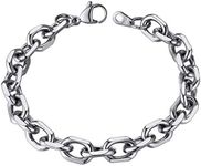 ChainsHouse 9MM Chain Link Bracelet Stainless Steel Rolo Cable Bracelet for Men Women Jewelry, 7.5 inch