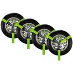 VULCAN Wheel Dolly Tire Harness with Universal O-Ring - 2 Inch x 96 Inch - 4 Pack - High-Viz - 3,300 Pound Safe Working Load - Straps Only - Ratchets Sold Separately