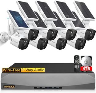 100% Wire-Free & 2-Way Audio Solar Battery 2-Antennas Enhance PIR Detection Outdoor Surveillance Camera System Solar Powered Battery Cameras System with 4TB Hard Drive
