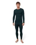 DANISH ENDURANCE Merino Wool Base Layer Men, Thermal Set Men, Long Johns & Long Sleeve Top, Thermal Underwear, Dark Green, S