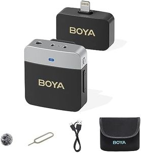 BOYA BY-M1V5 Wireless Lavalier Microphone with Mute, Gain Control Function, Lightning Connecter Mini Mic for iPhone iPad iOS, Ideal for Audio Video Recording Vlog TikTok Interview