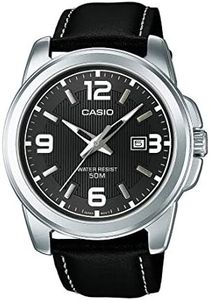 Casio MTP-1314PL-8AVEF Reloj Analógico de Cuarzo con Correa en Cuero para Hombre, Negro/Negro