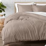 Bare Home Flannel Duvet Cover and Sham Set - Full/Queen - 100% Cotton, Velvety Soft Heavyweight, Double Brushed Flannel (Full/Queen, Taupe)