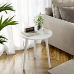 APICIZON White Side Table, Round Coffee Table, Small End Table for Living room, Bedroom, Small Space, Wooden Bedside Table, Easy Assemble, 42(D) x 51(H) cm