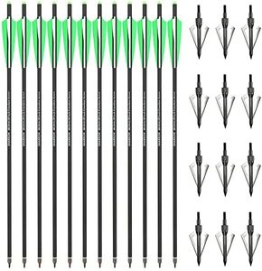 SHARROW Tiro con L'Arco Frecce di Balestra in Carbonio 16 17 18 20 22 Pollici Balestra Bulloni Frecce di Carbonio per Pratica di Balestra Caccia (20", Tipo 2:Verde)