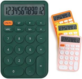 Richenda Desktop Calculator 12 Digit, Large Display and Sensitive Button, Cute Candy Color Standard Calculator with Large LCD Display for Office, Home, School,with Battery(Green White)