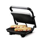 Nova NGS 2449 1000 Watt Panini Sandwich Grill Maker (Black/Grey), Plate Dimensions - 25.3 cm's Length / 17.8 cm's Width