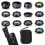 Phone Camera Lens Kit (13 Pieces) for iPhone 11 Xs 10 8 7 6 Plus SE Samsung and Most Andriod Phone- Wide Angle Lens & Macro Lens+Fisheye Lens and More