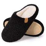 EverFoams Women's Warm Shearling Memory Foam indoor Slippers Anti-Slip Lightweight Breathable Winter House slipper （9-10,Black）