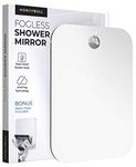 HONEYBULL Shower Mirror Fogless for Shaving - (Large 20x25cm) Flat Anti Fog Mirror with Razor Holder for Shower, Mirrors, Shower Accessories, Bathroom Mirror & Accessories, Holds Razors For Men