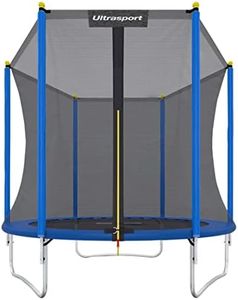 Ultrasport Gartentrampolin Uni-Jump, Kindertrampolin, Ø 244 cm, Trampolin Komplettset inklusive Sprungmatte, Sicherheitsnetz, gepolsterten Netzpfosten und Randabdeckung, Blau