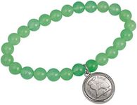 American Coin Treasures Irish Rabbit Coin Stretch Bracelet | Lucky Irish Three Pence | Green Aventurine Beads | One Size | Certificate of Authenticity