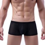 Men's Underwear Sexy Mesh Breathable Boxer Briefs Low Rise Cool Boxers Pack Set, Style 8 Black, X-Large