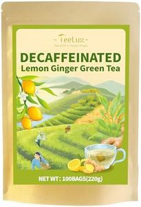 TeeLux Lemon Ginger Decaf Green Tea, Smooth Decaffeinated Green Tea with Spicy Ginger & Refreshing Natural Lemon Flavor, 100 Count