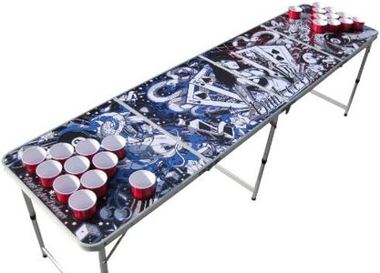 Tattoo Portable Beer Pong Table with Holes