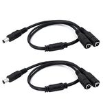 KEBILSHOP DC Y Splitter Cable 1 Male to 2 Female,5.5mm x 2.1mm DC Power Extension Adapter Cable,for CCTV Surveillance Cameras,Surveillance Routers,DVR,and More,Black