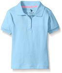 U.S. Polo Assn. Girls' Polo Shirt (More Styles Available) School Uniform, Interlock Light Blue, Small