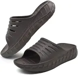 GPOS Mens Sport Recovery Sandals Plantar Fasciitis Arch Support Thick Cushion Slides Sandals Lightweight Comfort Orthotic Open Toe Slippers Dark Brown Size 9