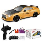 Remote Control Car RC Drift Car 2.4GHz 1:24 Scale 4WD 15KM/H High Speed Model Vehicle with LED Lights Drifting Tire Racing Sport Toy Car for Adults Boys Girls Kids Gift 2Pcs Rechargeable Batteries