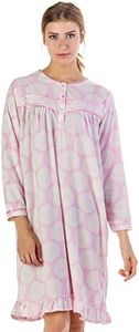 Casual Nights Women's Long Sleeve Printed Micro Fleece Nightgown - Light Pink - XX-Large