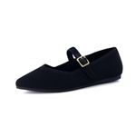 CUSHIONAIRE Women's Sonnet Mary Jane Knit Flat with +Memory Foam, Wide Widths Available, Black Knit 6.5 UK