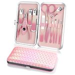 Manicure Set DUAIU 12Pcs Nail Clippers Kit, Professional Stainless Steel Pedicure Set Nail Grooming Kit with Storage Travel Case, Fashion Manicure Set for Women Men