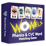 THE BAMBINO TREE WOWELs Phonics and Vowel Sounds Card Game - Learn to Read Kindergarten 1st 2nd Grade Learning - Short Vowel CVC Words and Long Vowel Matching Game 2-8 Players