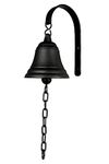 DECONOOR Vintage Cast Iron Dinner Bell as Entry Door Bell, Outside Decor or Indoor Decoration Wall Mounted Antique Decor Bell, Black