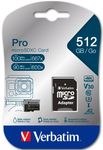 Verbatim Pro U3 512GB microSDXC Memory Card, Black, Class 10, UHS-I (U3)