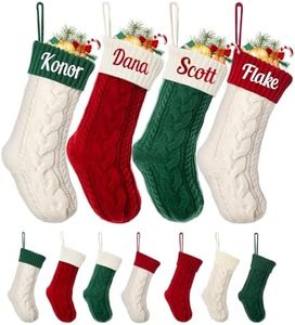 Ulico Personalized Christmas Stocking, 18" Large Color-Contrast Custom Name Family Stockings, Knit Xmas Stocking Fireplace Hanging Stocking with Name Embroidery for Holiday Party Decoration(1 Pcs)