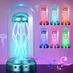 WULCFCH Jellyfish Lamp Electric Jellyfish LED Table Lamps with Music, USB Rechargeable, 7-Color Changing Lava Light Cool Night Light Mood Lamp, Unique Gifts for Office Game Room Desktop Décor