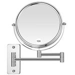 Magnifying Mirror,Makeup Mirror Wall Mounted,8 Inch Magnifying Makeup Mirror,1X/10X Magnifying Mirror Wall Mounted,360 Rotation Vanity Mirror,Chrome Finish