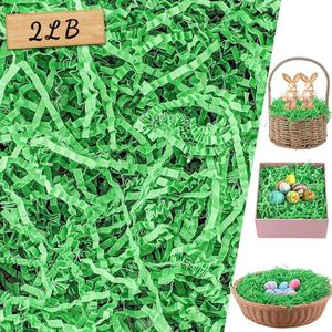 2 LB(900g) Easter Grass Basket Filler, Green Crinkle Paper Shredded Paper for Gift Baskets Easter Egg Hunt Gift Wrapping Boxes Bags Filler Decorations