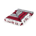 YOGAVNI Yoga Blanket Deluxe Mexican Blanket - Striped Throw Blanket Meditation, Yoga, Decor, or Outdoor and Camping Accessory Premium Hand Woven Recycled Fiber - Red